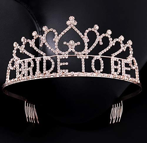 Coucoland Women’s Bride to Be Crown Tiara and Bride to Be Sash Crystal Rhinestone Tiara Headband for Wedding Bridal Shower
