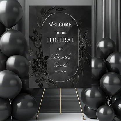 Funeral For My Youth 30th Birthday Party Welcome Sign, Personalized RIP Twenties Custom Welcome Board, Gothic Farewell to Youth Decor.