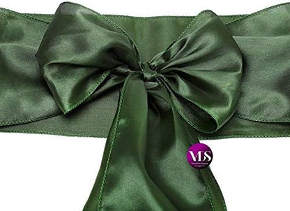 VDS Satin Chair Sashes Chair Cover Back Tie Sateen Bows Ribbon for Wedding Birthday Graduation Engagement Ceremony Event Party Banquet Venue Hotel All Dining Chair Decoration (100PC) (Olive Green)
