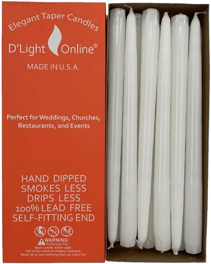 12 Inch Taper Candles, Premium Quality Candles Hand-Dipped Tapered Candles, Dripless, Smokeless and Unwrapped Bulk Pack for Events - Set of 12 (12 Inches, White)