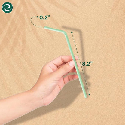 ECO SOUL Straws [200 Count][8.25"] Eco-Friendly Disposable Straws, Cocktail Cold Drink Smoothie Bendable