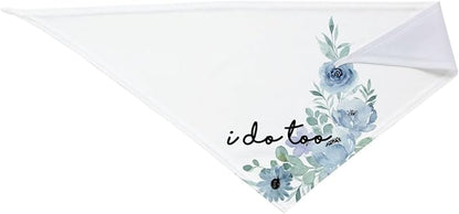 I Do Too Dog Wedding Bandana,Married Puppy Pet Bandanas Accessories,Wedding Photo Prop for Dog Lover Pet Scarf Accessories (Blue Flowers)