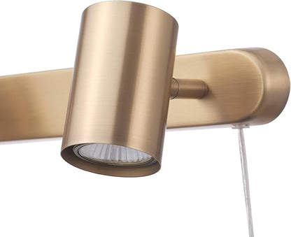 GLOBE Electric 3-Light Plug-in Track Lighting, Matte Brass, Adjustable Heads, 15-Foot Cord, 59469