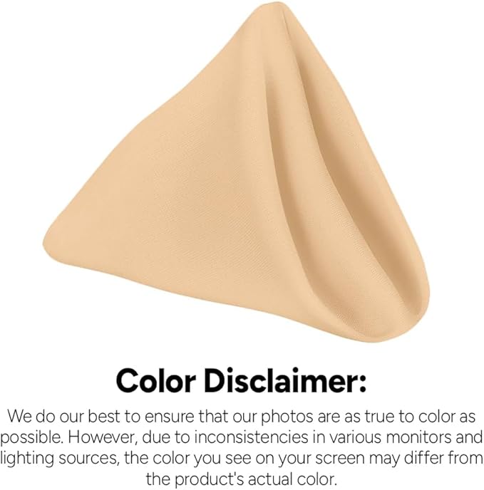 Beige Cloth Napkins Bulk (Pack of 24) - 100% Polyester Dinner Linen Napkins Cloth Washable & Reusable - Durable with Hemmed Edges - Ideal for Parties and Weddings (17x17 Inches)