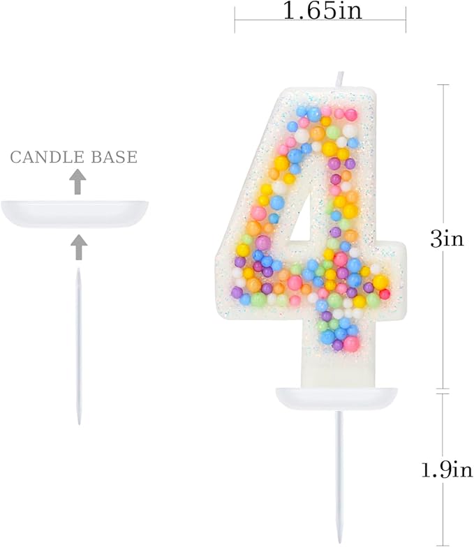Birthday Candles - Number 4 Candle, Colorful Macaron Candles, Birthday Candles for Women/Girls, Cake Decorations, Theme Party Supplies