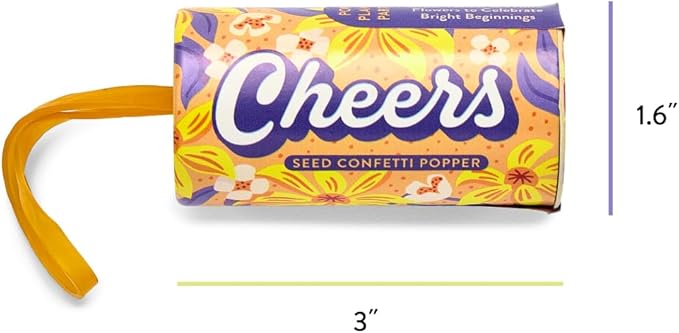 Modern Sprout Seed Confetti Poppers with Flower Seeds - Party Favors for Outdoor Wedding, Birthday & Parties - Non-Toxic, Plastic-Free & Pollinator Safe Plantable Seed Paper- Yellow Cheers(Pack of 12)