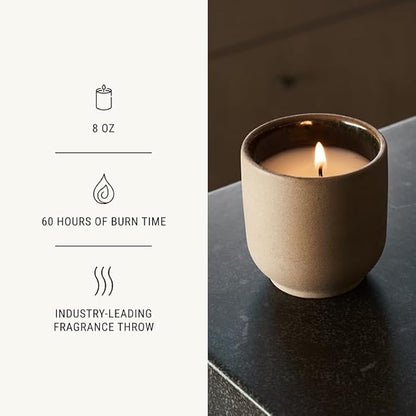 Homecourt Luxury Scented Candle, 60-Hour Burn Time, Soy Wax Blend & Organic Cotton Wick, Kiln-Fired Reusable Ceramic Vessel, Cipres Mint, 8 oz