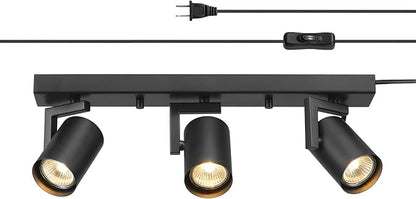 GLOBE Electric 64000164 17" 3-Light Plug-in Track Lighting, Matte Black, 15 Foot Cord, in-Line On/Off Rocker Switch, Pivoting Track Heads, Ceiling Light, Home Improvement