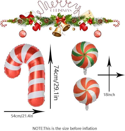 Christmas Ballooons Set Lollipop Windmill Balloons Colorful Candy Cane Swirl Balloons for Christmas-Themed Party Birthday Party Supplies Decorations 12 PCS