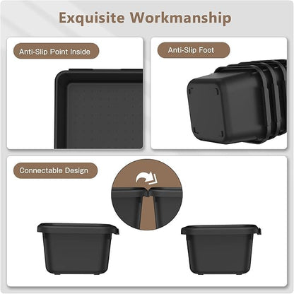 A-LuGei【X-Large Size【5 Pcs】 Tool Box Organizer Tray Divider【Single Size】 Black Plastic Desk Drawer Organizer Garage Organization for Wrench Plier Hammer Bit Socket Extension Screwdriver Bolt Hex key
