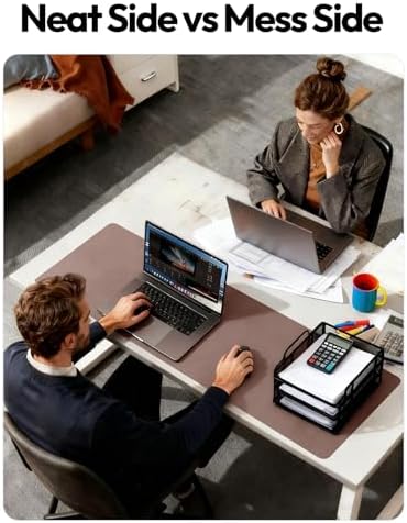 YSAGi Leather Desk Protector, Office Mat, Large Mouse Mat, Non-Slip PU Leather Blotter, Laptop Desk Mat, Waterproof Writing Pad for Office and Home(Chocolate, 40" x 24")