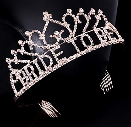 Coucoland Women’s Bride to Be Crown Tiara and Bride to Be Sash Crystal Rhinestone Tiara Headband for Wedding Bridal Shower