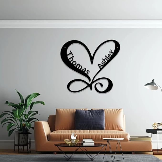 Custom Infinity Metal Sign, Infinity Heart Metal Wall Art, Personalized Infinity Metal Name Sign, Family Wall Decor, Infinity Decor, Anniversary, Wedding Gifts, Infinity Sign Metal Art, Wall Décor