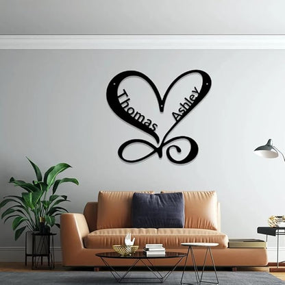 Custom Infinity Metal Sign, Infinity Heart Metal Wall Art, Personalized Infinity Metal Name Sign, Family Wall Decor, Infinity Decor, Anniversary, Wedding Gifts, Infinity Sign Metal Art, Wall Décor