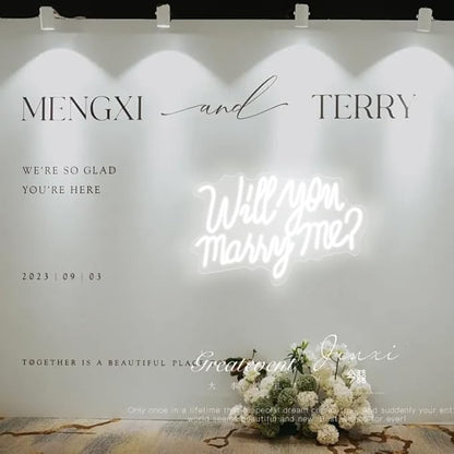 Will You Marry Me Sign for Wall Decor Led Neon Lights for Teen Bedroom Decor Art Light Up Letters Will You Marry Me Neon Signs for All Wedding Party Proposal Decorations USB 21.7x13.8 Inch(white)