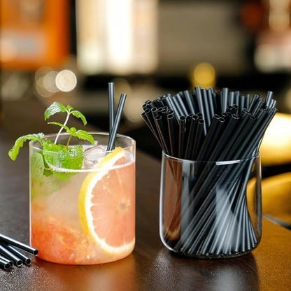 500Pcs Black Disposable Straws，5.12’’ Straight Flat Straw,0.16‘’ Diameter, For Kitchen,Bar,Club,Drinks, Milk, Soda, Party, Whiskey (500, 5.12'')