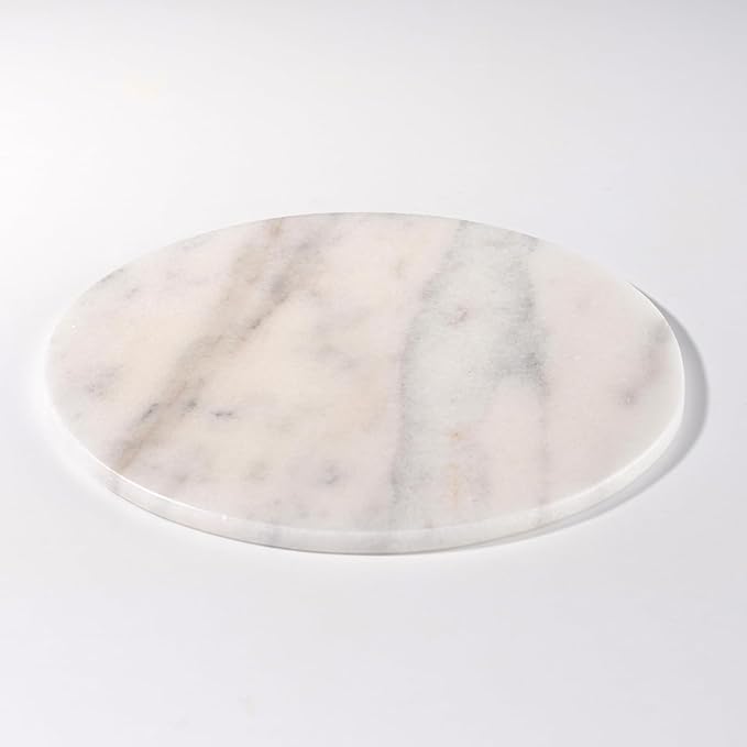 Handcrafted Marble Tray – Bathroom Counter Organizer, Jewelry Tray, Perfume Organizer & Decorative Tray for Vanity Accessories, Coffee Table Decor & Bathroom Countertop (Round, Mugla White)