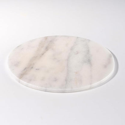 Handcrafted Marble Tray – Bathroom Counter Organizer, Jewelry Tray, Perfume Organizer & Decorative Tray for Vanity Accessories, Coffee Table Decor & Bathroom Countertop (Round, Mugla White)