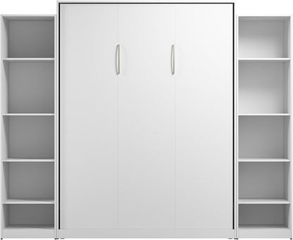 Bestar Claremont Queen Murphy Bed with Closet Organizers (105W) in White, Space-Saving Sleeping Arrangement for Multipurpose Room