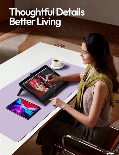 YSAGi Leather Desk Pad Protector, Office Desk Mat, Large Mouse Pad, Non-Slip PU Leather Desk Blotter, Laptop Desk Pad, Waterproof Desk Writing Pad for Office and Home (Light Purple, 55" x 24")