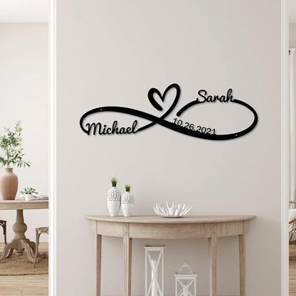 Custom Infinity Metal Sign, Infinity Heart Metal Wall Art, Personalized Infinity Metal Name Sign, Family Wall Decor, Infinity Decor, Anniversary, Wedding Gifts, Infinity Sign Metal Art, Wall Décor