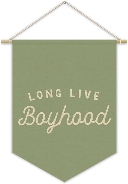 Long Live BoyHood Banner Sage Green Decor Boy Room Decor,Nursery Playroom Wall Decor For Boys Bedroom Toddler Decorations Teen Boy Room Decor,Wall Hanging Pennant Flag Banner 15x11in