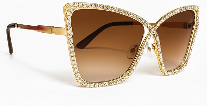 bullabulling Vintage 90s Rimless Rhinestone Sunglasses Fashion Rhombus Crystal diamond Y2K Candy Color Cat Eye Party Glasses