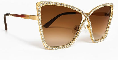 bullabulling Vintage 90s Rimless Rhinestone Sunglasses Fashion Rhombus Crystal diamond Y2K Candy Color Cat Eye Party Glasses