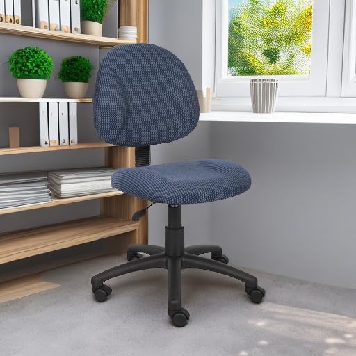 Boss Office Products B315-BE Perfect Posture Delux Fabric Task Chair Without Arms in Blue, 250