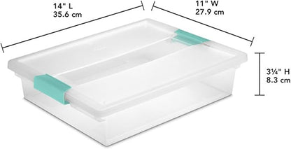 Sterilite 6-Pack Clip Box, Stackable Clear Plastic Bins with Latching Lids, Large - Writing, Arts or Crafts Supplies Storage Containers for Home, Office, Classroom and Workshop Organization