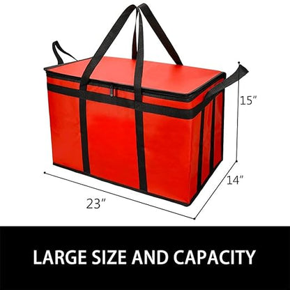 Bodaon 2-Pack Insulated Food Delivery Bag for Hot/Cold Meal, XXX-Large Cooler Bags, Pizza Delivery Bag for Commercial Delivery, Insulated Grocey Thermal Bag, Red