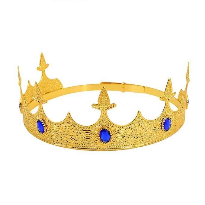 King Crowns Metal Hair Band for Men Gold Crowns and Tiara for Theme Birthday Party Costume Accessories