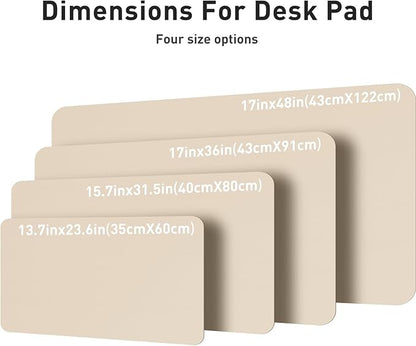 Aothia Leather Desk Pad Protector, Mouse Pad, Office Desk Mat, Non-Slip PU Leather Desk Blotter, Laptop Desk Pad, Waterproof Desk Writing Pad for Office and Home (Beige, 36" x 17")