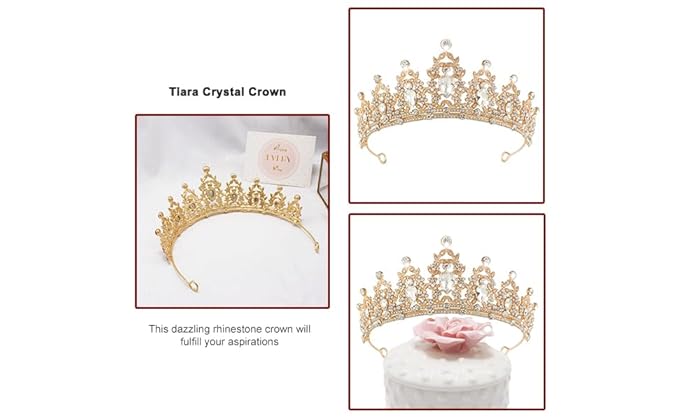 Crown, Wedding Tiara, White Crystal Crown, Wedding Tiara for Women, Rhinestone Headband, Women Girls Crowns Tiaras for Bridal Wedding Prom, Rhinestone Princess Tiaras for Bridal Headband Birthday Party Prom Cos-play Costume Christmas