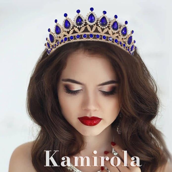 Kamirola Tiaras Princess Crown for Women and Girls Crystal Headbands for Bridal, Princess for Wedding and Party(TR21)