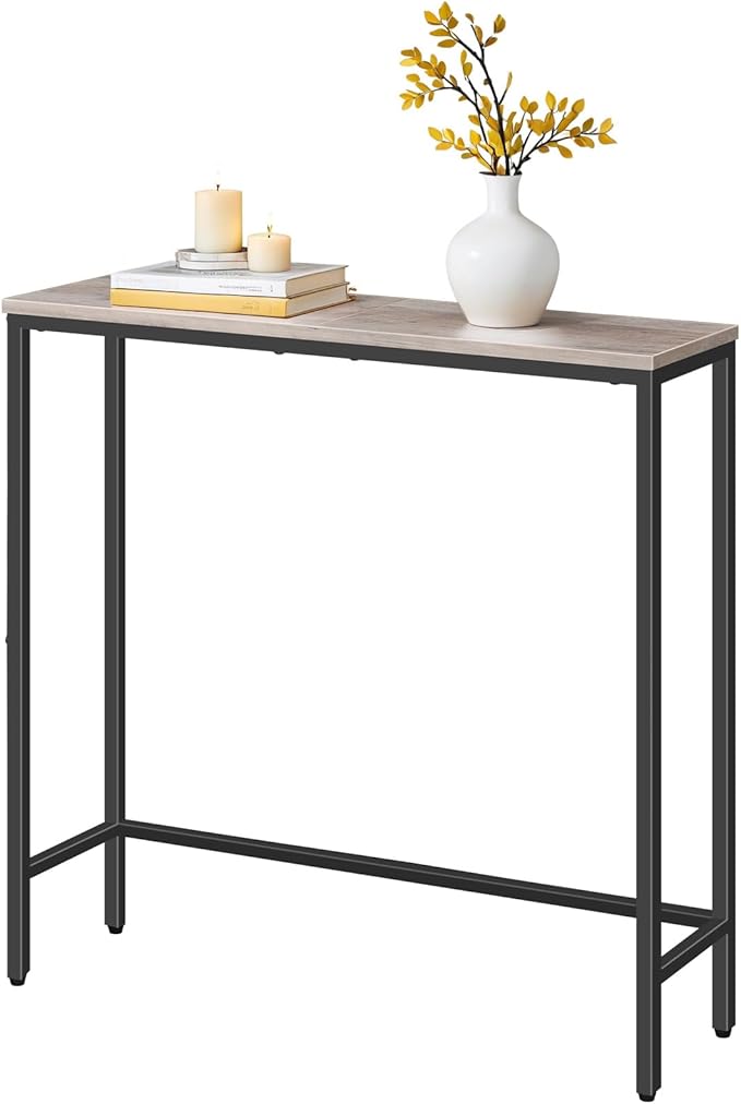 HOOBRO 2 Pack Narrow Console Table, 29.5" Small Entryway Table, Thin Long Sofa Side Display Table, for Hallway, Bedroom, Living Room, Foyer, Greige and Black BG75XGP201