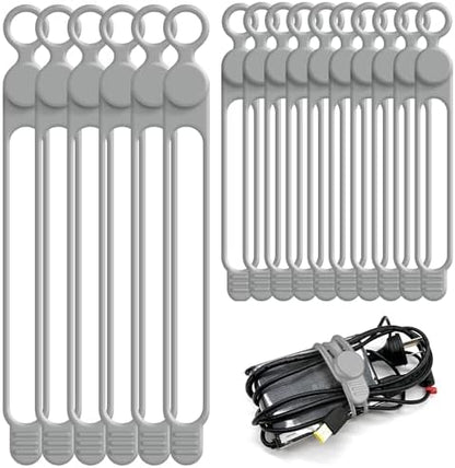 Silicone Cable Ties, Cord Organizer Cable Management,2Sizes-Grey