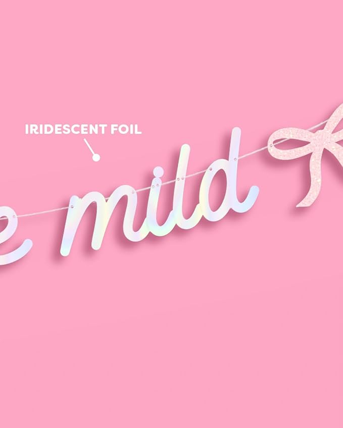 xo, Fetti Girls Gone Mild Banner - Iridescent Foil | 6 Ft. | Bow Bachelorette Decorations, Birthday Party Sign, Coquette Graduation Background, Bach Supplies