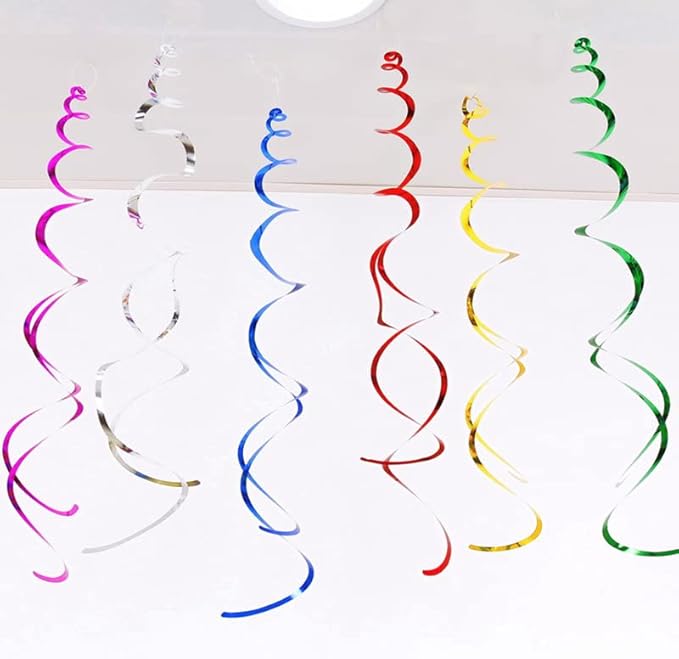 30Pc Gold and Black Party Party Swirl Decorations Foil Swirl Hanging Decoration Plastic Streamer for Ceiling 22 in