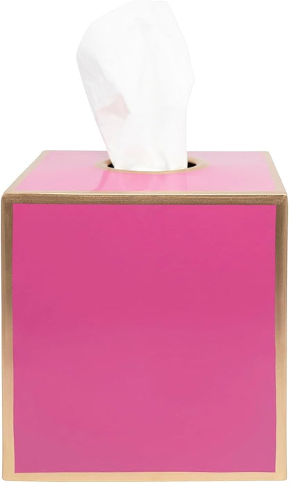 Jaye’s Studio Decorative Square Tissue Box Cover Pink Tissue Holder for Bathroom Bedroom & Home, Metal Tissue Box Holder, Pink Tissue Box Cover Cube, Facial Tissue Dispenser & Farmhouse Decor (6x6x5)