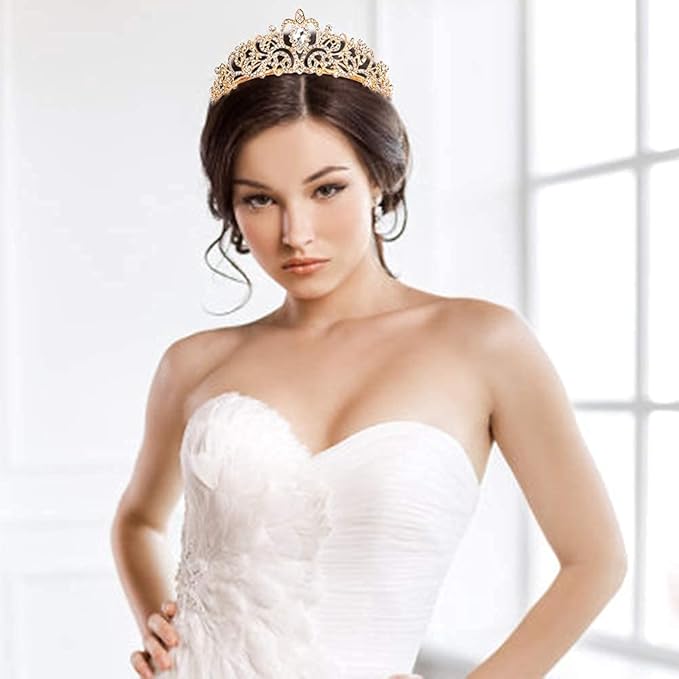 COCIDE Gold Tiara Crystal Crowns Rhinestone Crown Bride Bridal Wedding Birthday Party for Women