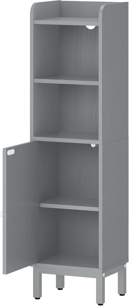 Bathroom Storage Cabinet, Small Corner Floor Cabinet with Door and Shelves, Narrow Toilet Paper Holder, Bathroom Organizer with Adjustable Shelf, for Small Spaces, Gray BC38221GR