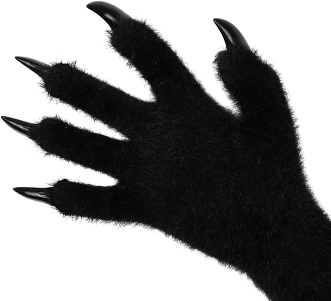 Faux fur wolf paw gloves with non-slip cat pad three-piece set, suitable for cosplay, Christmas, and Halloween party costumes
