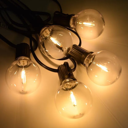 Hometown Evolution, Inc. G50 2" LED Filament Outdoor Patio String Lights with 0.6 Watt Light Bulbs (G50 LED Plastic - Black Wire, 10 ft)