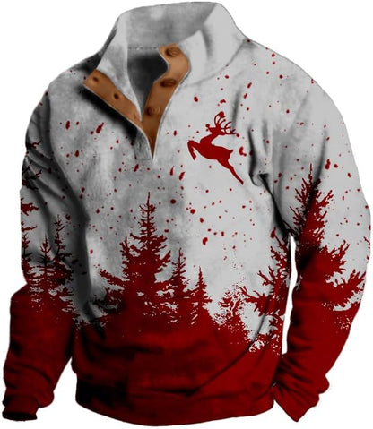 Mens Western Halloween Hoodie Button Up Henley Shirt Cowboys Sweatshirt Men Graphic Long Sleeve Pullover Tops