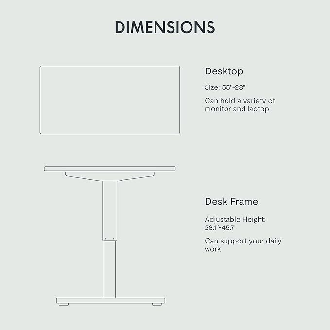 FLEXISPOT EN1 One-Piece Standing Desk with 1-Inch Thick Desktop, 55"x28" Electric Height Adjustable Desk for Home Office & Multi-Device Workstations, Maple