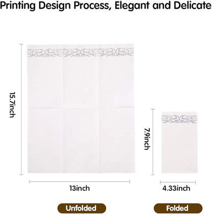Vplus 600 Pack Paper Napkins Guest Towels Disposable Premium Quality 3-ply Dinner Napkins Disposable Soft, Absorbent, for Kitchen, Wedding, Parties, Dinners or Events(Silver)