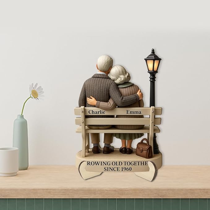 Growing Old Together Wooden Sign, Gifts for Him Her Wife Husband, Custom Wood Art Plaque Anniversary Cute Couples Gift, Valentine Christmas Gift For Parents, Grandparents Decorations Sign 38