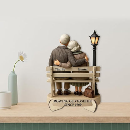 Growing Old Together Wooden Sign, Gifts for Him Her Wife Husband, Custom Wood Art Plaque Anniversary Cute Couples Gift, Valentine Christmas Gift For Parents, Grandparents Decorations Sign 38