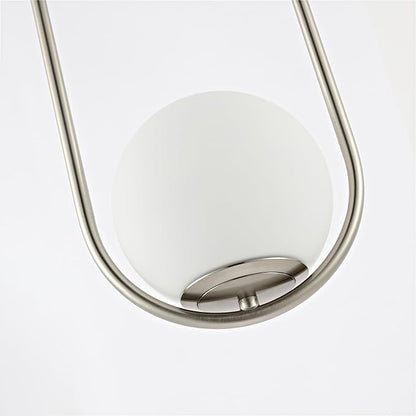 Modern Globe Pendant Light Brushed Nickel Chandelier 1-Light Mid Century Ceiling Hanging Lighting Fixture White Globe Glass Shades for Kitchen Island Dining Room Bedroom